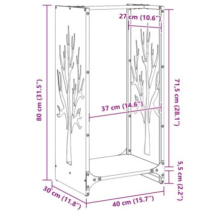 Стойка за дърва за огрев, 40x30x80 см, неръждаема стомана