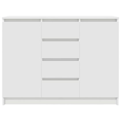 Бюфет с чекмеджета, бял, 100,5x35x76 см, инженерно дърво