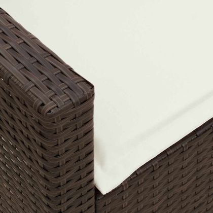 5-местен градински диван с възглавници, кафяв, полиратан