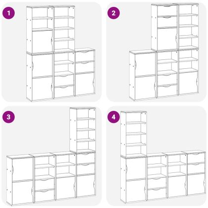 Странични шкафове 5 бр. ODDA Бял 40x24x79 cm борово дърво масив
