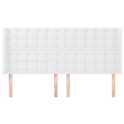 Горна табла с уши, бяла, 163x16x118/128 см, изкуствена кожа