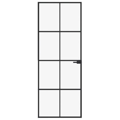 Интериорна врата черна 76x201,5 см закалено стъкло и алуминий