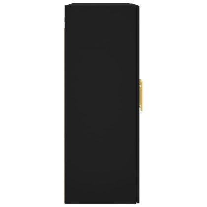 Стенни шкафове, 2 бр, черни, инженерно дърво