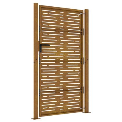 Градинска порта 100x200 см, кортенова стомана, квадратен дизайн