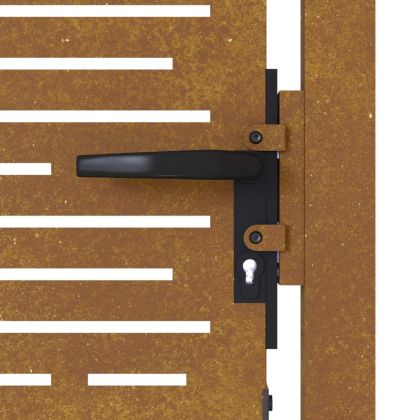 Градинска порта 100x200 см, кортенова стомана, квадратен дизайн