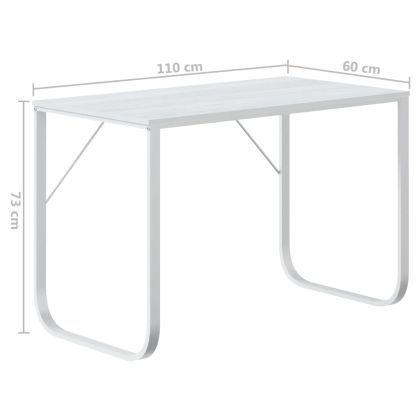 Компютърно бюро, бяло, 110x60x73 см, ПДЧ