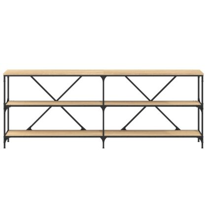 Конзолна маса дъб сонома 200x30x75 см инженерно дърво и желязо