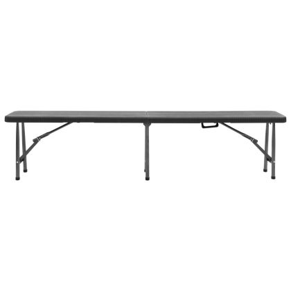 Сгъваеми градински пейки, 2 бр, 180 см, HDPE, черни