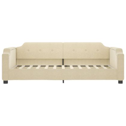 Канапе с изтеглящо разтегателно легло кремаво 100x200 см плат