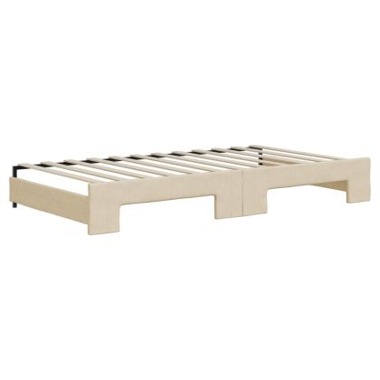 Канапе с изтеглящо разтегателно легло кремаво 100x200 см плат