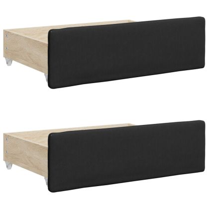 Канапе с изтеглящо легло и чекмеджета черно 90x200 см еко кожа