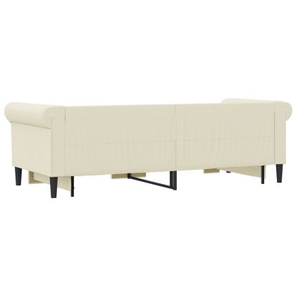 Канапе с изтеглящо легло и чекмеджета кремаво 90x200см еко кожа