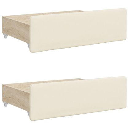 Канапе с изтеглящо легло и чекмеджета кремаво 90x200см еко кожа