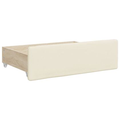 Канапе с изтеглящо легло и чекмеджета кремаво 90x200см еко кожа