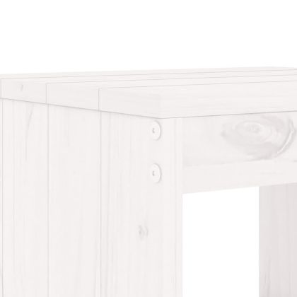 Градински трапезен комплект от 17 части, бял, масивен бор