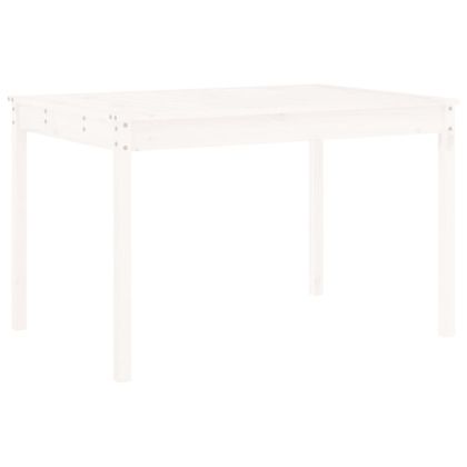 Градински трапезен комплект от 5 части, бял, масивен бор