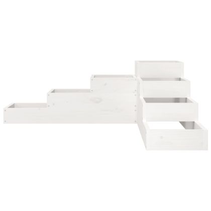 Градинска кашпа 4 нива 106x104,5x36 см бяла борово дърво масив