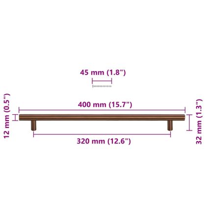 Дръжки за шкафове, 5 бр, бронз, 320 мм, неръждаема стомана