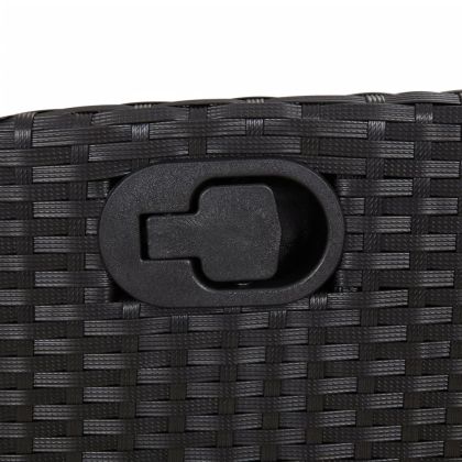 Градински трапезен комплект 7 части възглавници черен полиратан