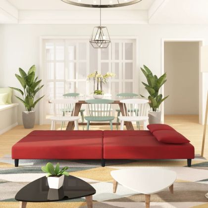 2-местно канапе с две възглавници, виненочервено, кадифе