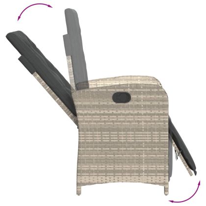 Градински трапезен комплект 9 части с възглавници светлосив