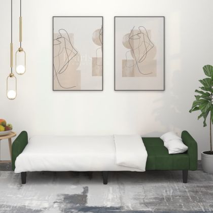 2-местно разтегателно канапе, тъмнозелено, кадифе