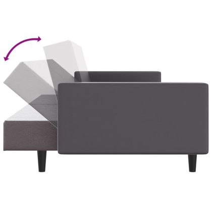 Комплект дивани от 2 части, сив, изкуствена кожа