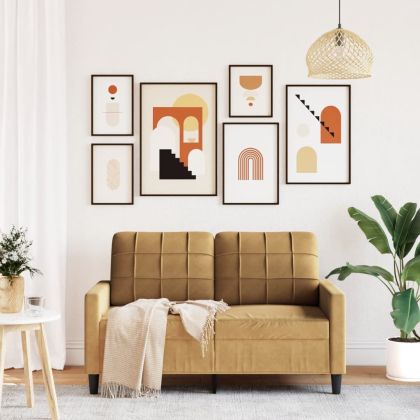 2-местен диван, кафяв, 120 см, кадифе