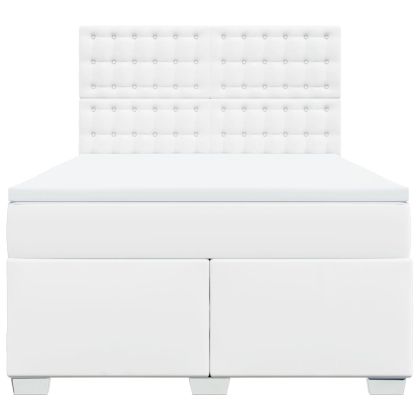 Боксспринг легло с матрак, бяло, 160x200 см, изкуствена кожа