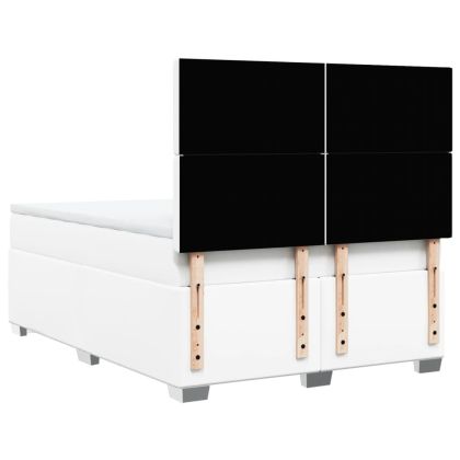 Боксспринг легло с матрак, бяло, 160x200 см, изкуствена кожа