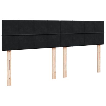 Боксспринг легло с матрак, черно, 180x200 см, кадифе