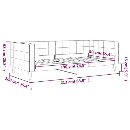 Дневно легло без матрак, тъмносиво, 90x190 см, кадифе
