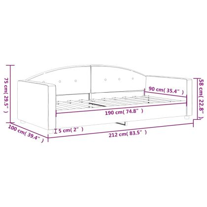 Дневно легло без матрак, тъмносиво, 90x190 см, кадифе