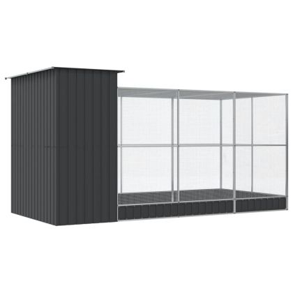 Птичарник с удължител, сребрист, 416x203x216 см, стомана