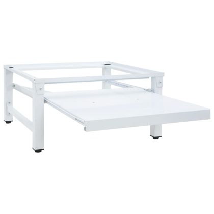 Поставка за пералня с издърпващ се рафт, бяла