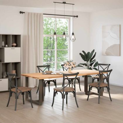 Крака за трапезна маса, Т-образни, 2 бр., черни, 70x35x(72-73) см, стомана