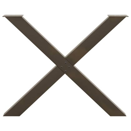 Крака за трапезна маса, X-образни, 2 бр., естествена стомана, 90 x (72-73) см, стомана