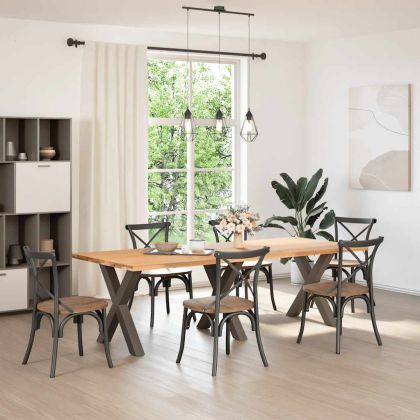 Крака за трапезна маса, X-образни, 3 бр., естествена стомана, 70 x (72-73) см, стомана