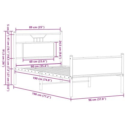 Рамка за легло без матрак кафяв дъб 90x190 см инженерно дърво