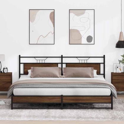 Метална рамка за легло, без матрак, кафяв дъб, 200x200 см
