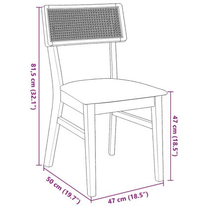 Трапезни столове с възглавници 2 бр масивна дървесина гума