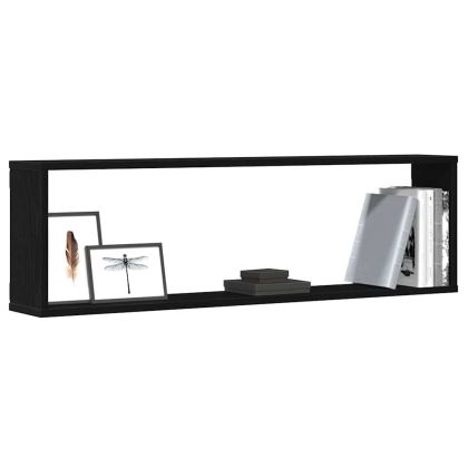 стенни кубични рафтове 4 бр. черен дъб 100x15x30 cm