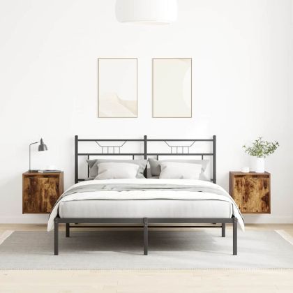 Нощни шкафчета за стенен монтаж, 2 бр, опушен дъб, 38x34x40 см