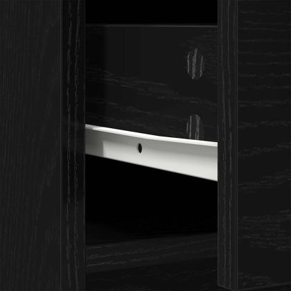 Бюфет с чекмеджета и вратички, черно и дъб, 73x31x90 см