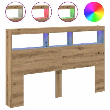 Табла шкаф с LED, Дъб артизан, 160x17x102 см