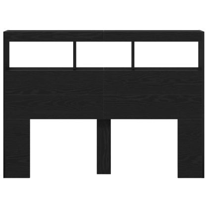 Табла шкаф с LED, черен дъб, 140x17x102 см