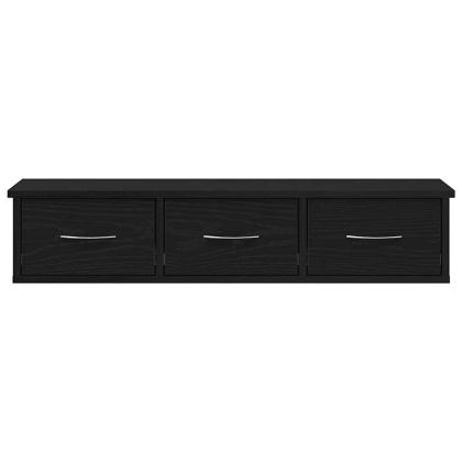 Стенен шкаф, черно и дъб, 88x26x18,5 см, инженерно дърво