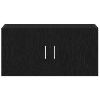 Стенен шкаф, черно и дъб, 80x39x40 см, инженерно дърво