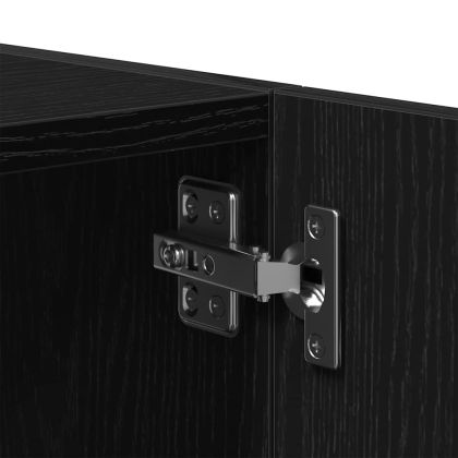 Стенен шкаф, черно и дъб, 80x39x40 см, инженерно дърво