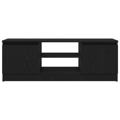 ТВ шкаф, черно и дъб, 102x30x36 см, инженерно дърво